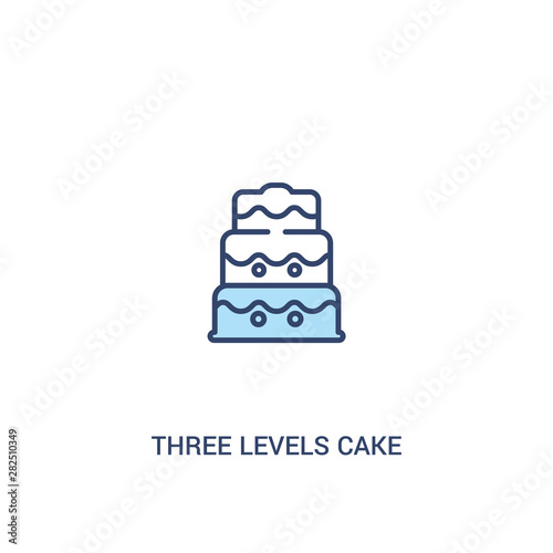 three levels cake concept 2 colored icon. simple line element illustration. outline blue three levels cake symbol. can be used for web and mobile ui/ux.