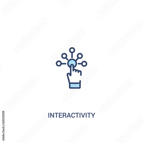 interactivity concept 2 colored icon. simple line element illustration. outline blue interactivity symbol. can be used for web and mobile ui/ux.