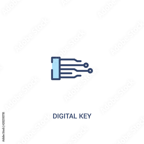 digital key concept 2 colored icon. simple line element illustration. outline blue digital key symbol. can be used for web and mobile ui/ux.