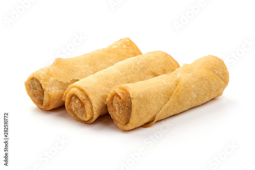 Chinese Traditional Spring rolls, isolated on white background