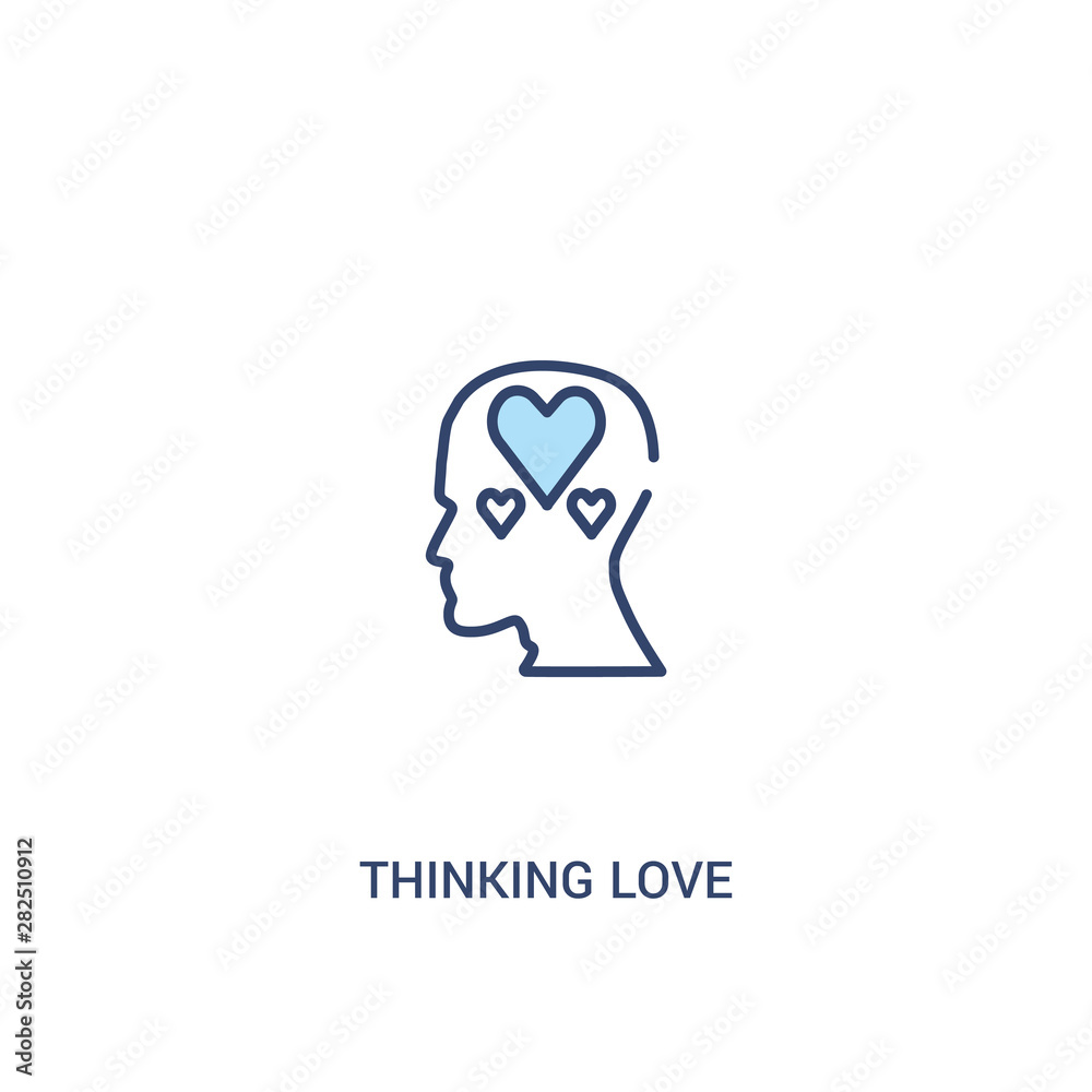thinking love concept 2 colored icon. simple line element illustration. outline blue thinking love symbol. can be used for web and mobile ui/ux.