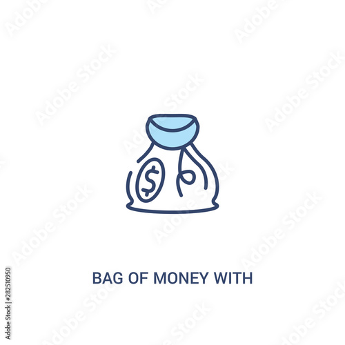 bag of money with dollar concept 2 colored icon. simple line element illustration. outline blue bag of money with dollar symbol. can be used for web and mobile ui ux.