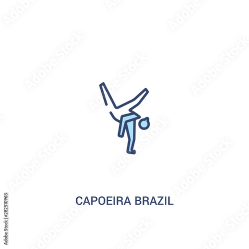 capoeira brazil dancers concept 2 colored icon. simple line element illustration. outline blue capoeira brazil dancers symbol. can be used for web and mobile ui/ux.