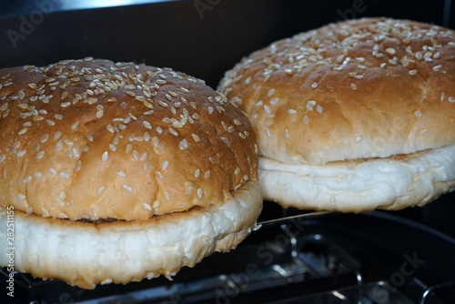 Sesame bun from white bread dough usually used for eating hamburgers
