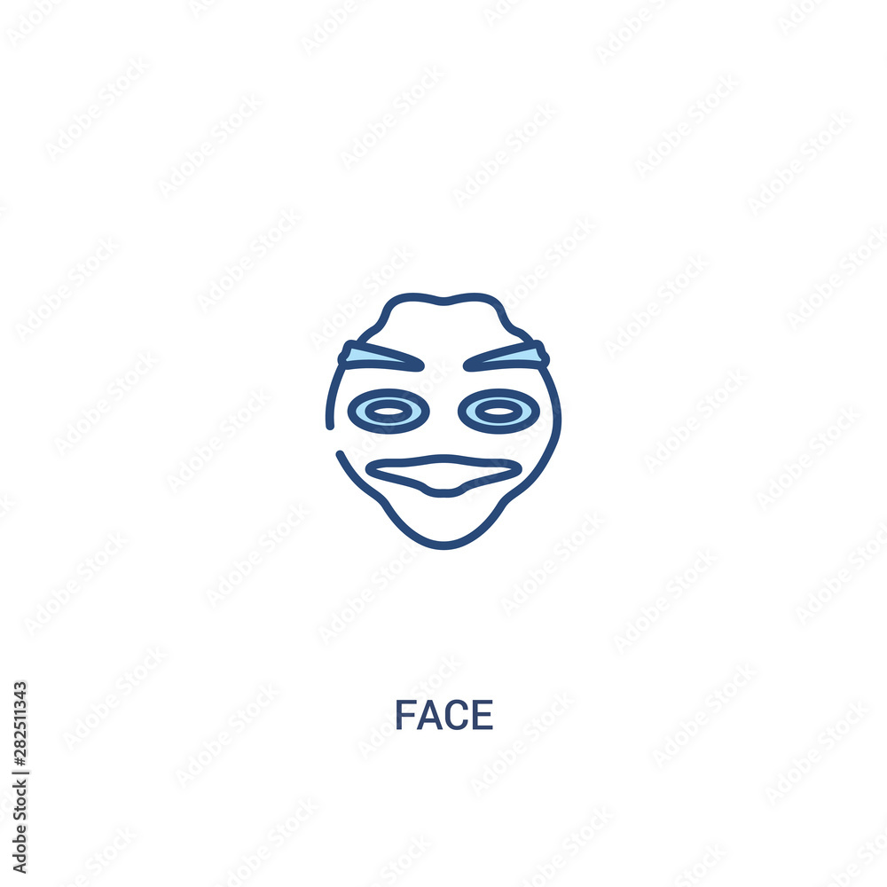 face concept 2 colored icon. simple line element illustration. outline blue face symbol. can be used for web and mobile ui/ux.