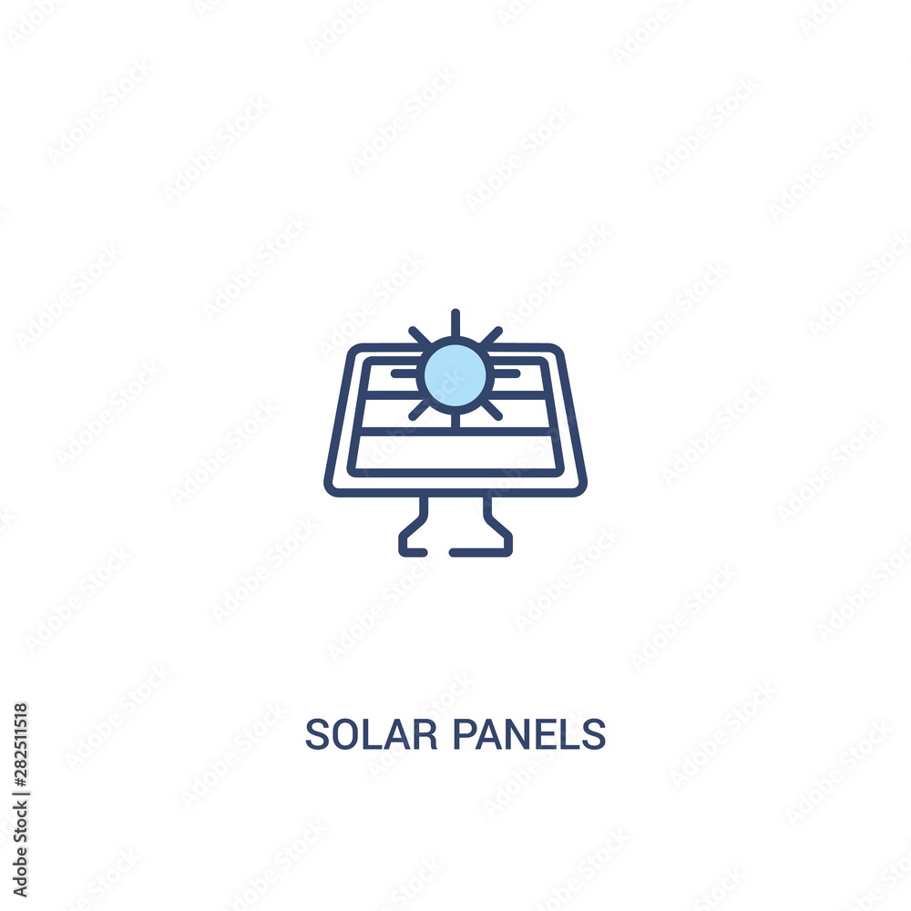 Fototapeta premium solar panels concept 2 colored icon. simple line element illustration. outline blue solar panels symbol. can be used for web and mobile ui/ux.