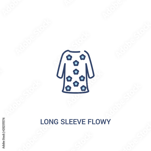 long sleeve flowy dress concept 2 colored icon. simple line element illustration. outline blue long sleeve flowy dress symbol. can be used for web and mobile ui/ux.