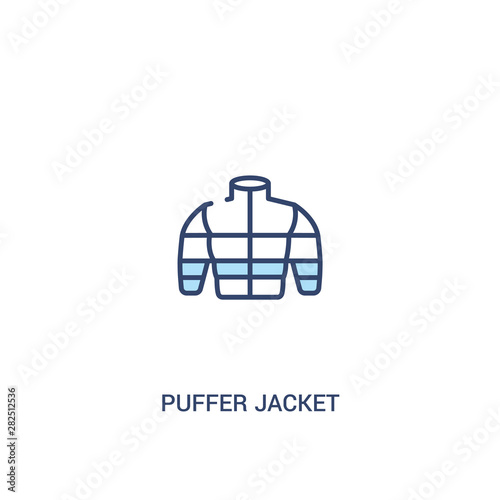 puffer jacket concept 2 colored icon. simple line element illustration. outline blue puffer jacket symbol. can be used for web and mobile ui/ux.
