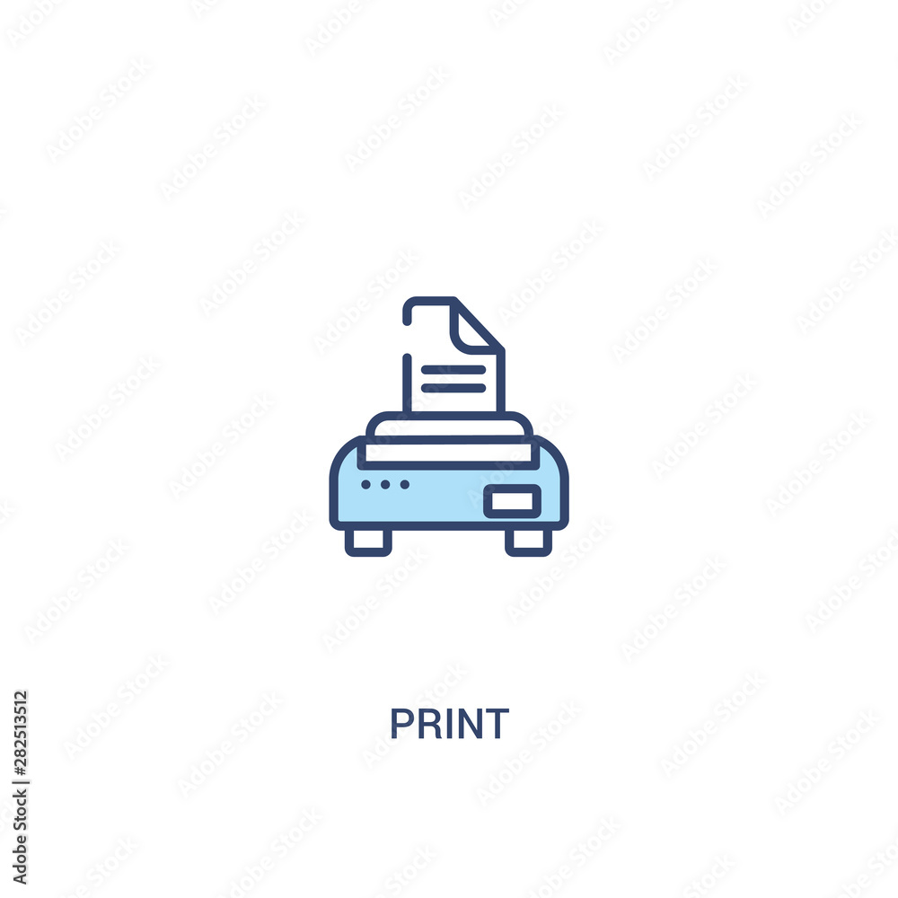 print concept 2 colored icon. simple line element illustration. outline blue print symbol. can be used for web and mobile ui/ux. print concept 2 colored icon. simple line element illustration. outline blue print symbol. can be used for web and mobile ui/ux.
