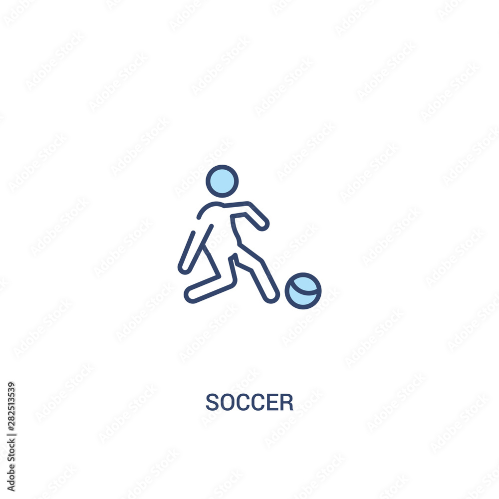 Obraz premium soccer concept 2 colored icon. simple line element illustration. outline blue soccer symbol. can be used for web and mobile ui/ux.