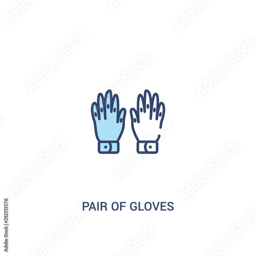 pair of gloves concept 2 colored icon. simple line element illustration. outline blue pair of gloves symbol. can be used for web and mobile ui/ux. © zaurrahimov