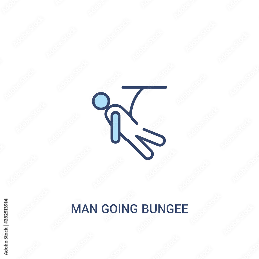 man going bungee jumping concept 2 colored icon. simple line element illustration. outline blue man going bungee jumping symbol. can be used for web and mobile ui/ux.