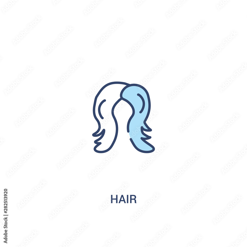 hair concept 2 colored icon. simple line element illustration. outline blue hair symbol. can be used for web and mobile ui/ux.