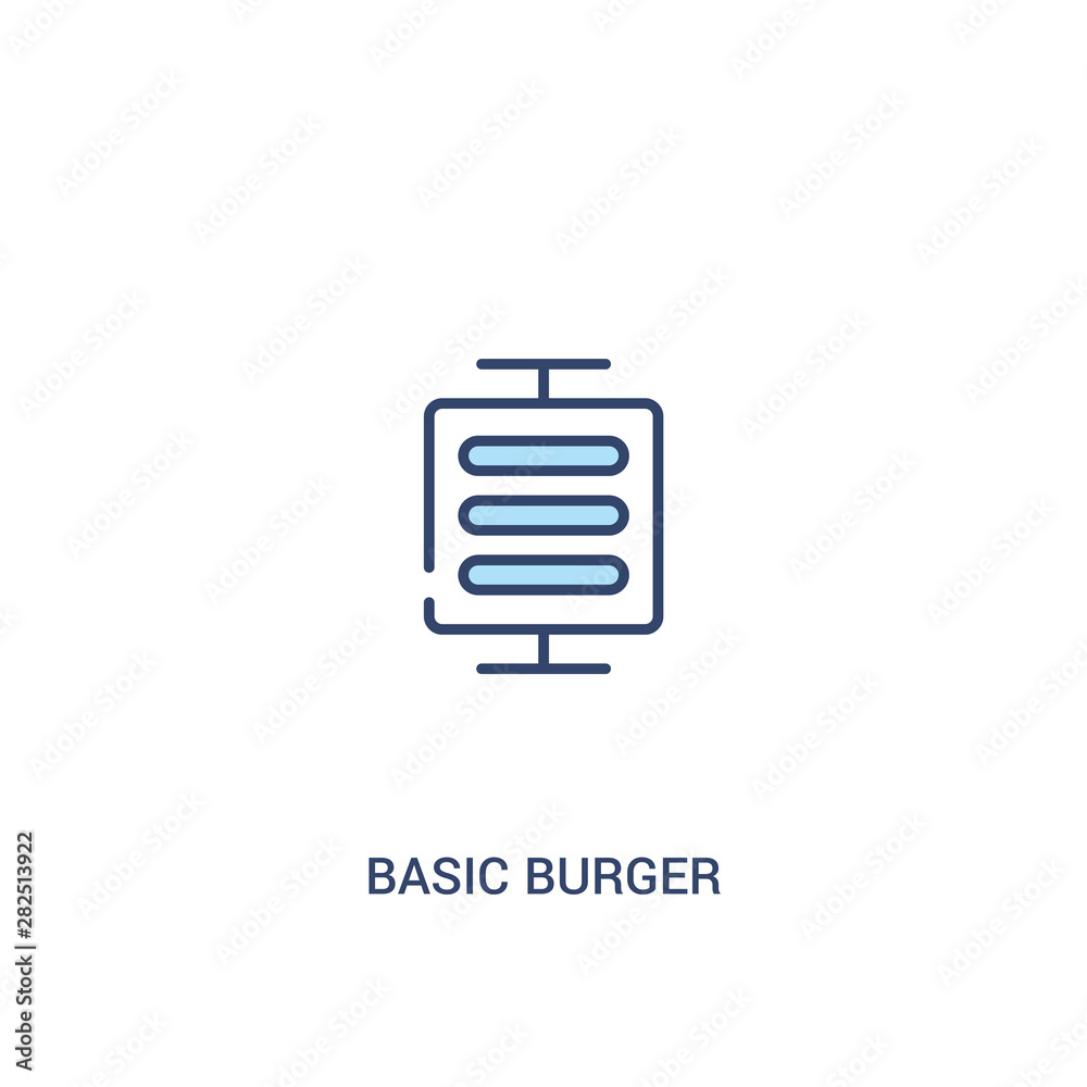 basic burger concept 2 colored icon. simple line element illustration. outline blue basic burger symbol. can be used for web and mobile ui/ux. basic burger concept 2 colored icon. simple line element illustration. outline blue basic burger symbol. can be used for web and mobile ui/ux.