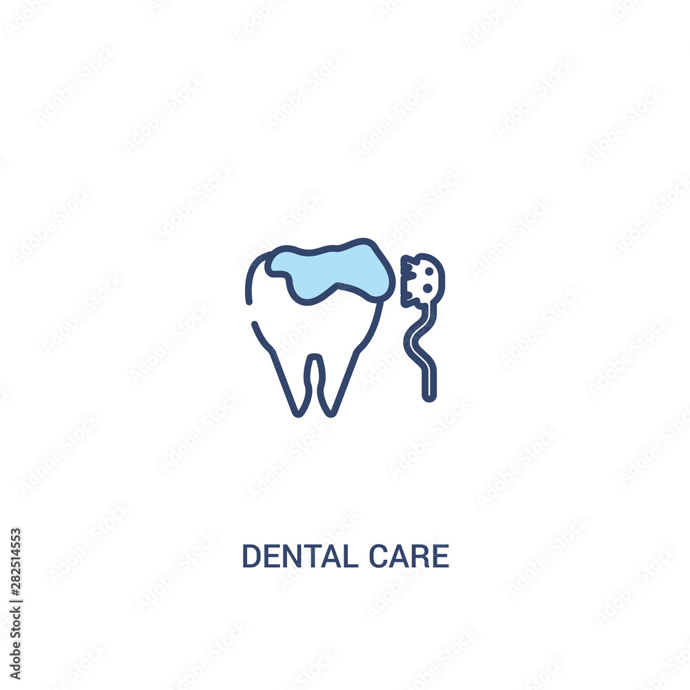 Fototapeta premium dental care concept 2 colored icon. simple line element illustration. outline blue dental care symbol. can be used for web and mobile ui/ux.