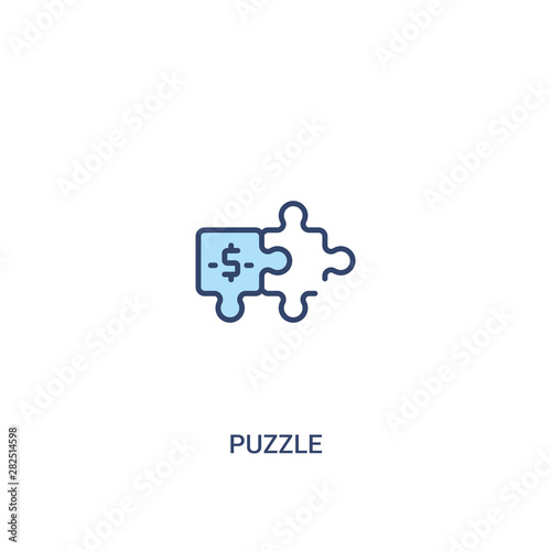 puzzle concept 2 colored icon. simple line element illustration. outline blue puzzle symbol. can be used for web and mobile ui/ux.