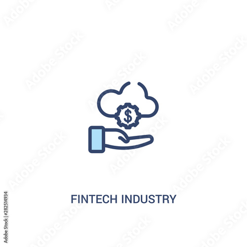 fintech industry concept 2 colored icon. simple line element illustration. outline blue fintech industry symbol. can be used for web and mobile ui/ux.