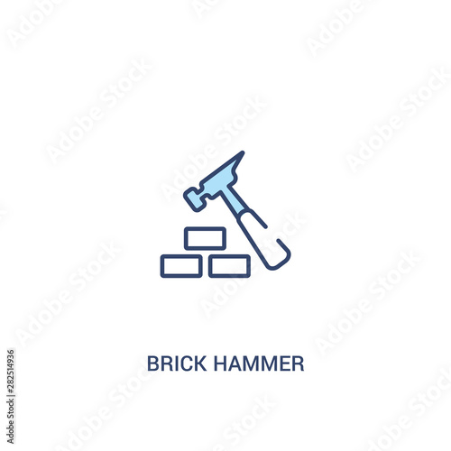 brick hammer concept 2 colored icon. simple line element illustration. outline blue brick hammer symbol. can be used for web and mobile ui ux.