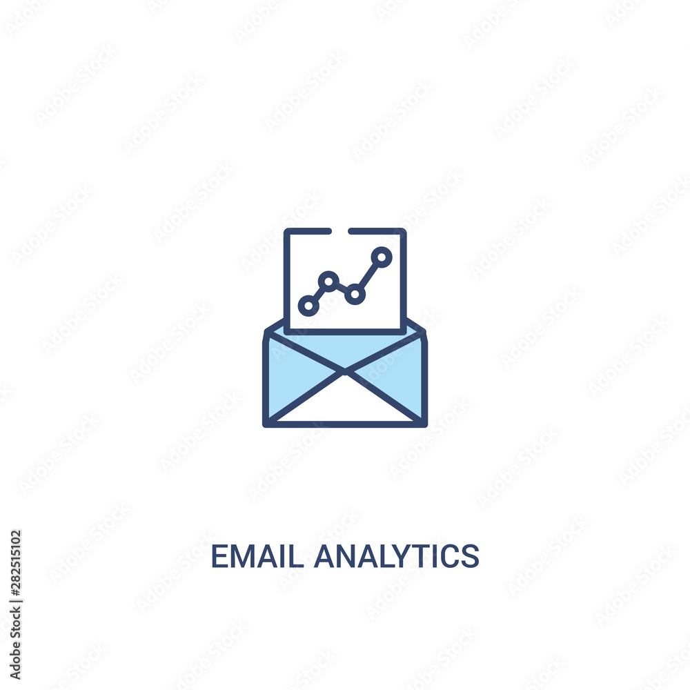 Fototapeta premium email analytics concept 2 colored icon. simple line element illustration. outline blue email analytics symbol. can be used for web and mobile ui/ux.