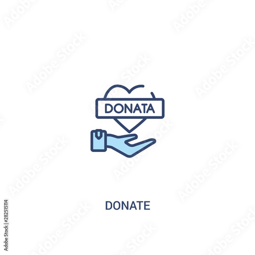 donate concept 2 colored icon. simple line element illustration. outline blue donate symbol. can be used for web and mobile ui/ux.