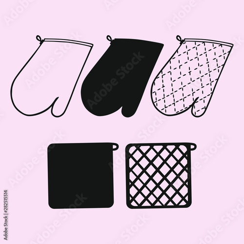 kitchen glove, potholder vector silhouette isolated