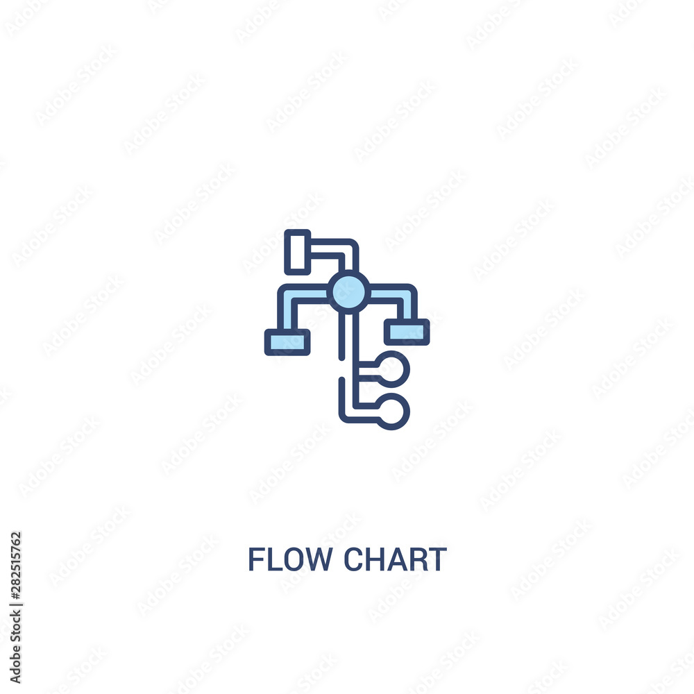 flow chart concept 2 colored icon. simple line element illustration. outline blue flow chart symbol. can be used for web and mobile ui/ux.