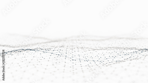 Abstract 3d rendering futuristic dots and lines. computer geometric digital connection structure. Futuristic black abstract grid. Plexus with particles. Intelligence artificial