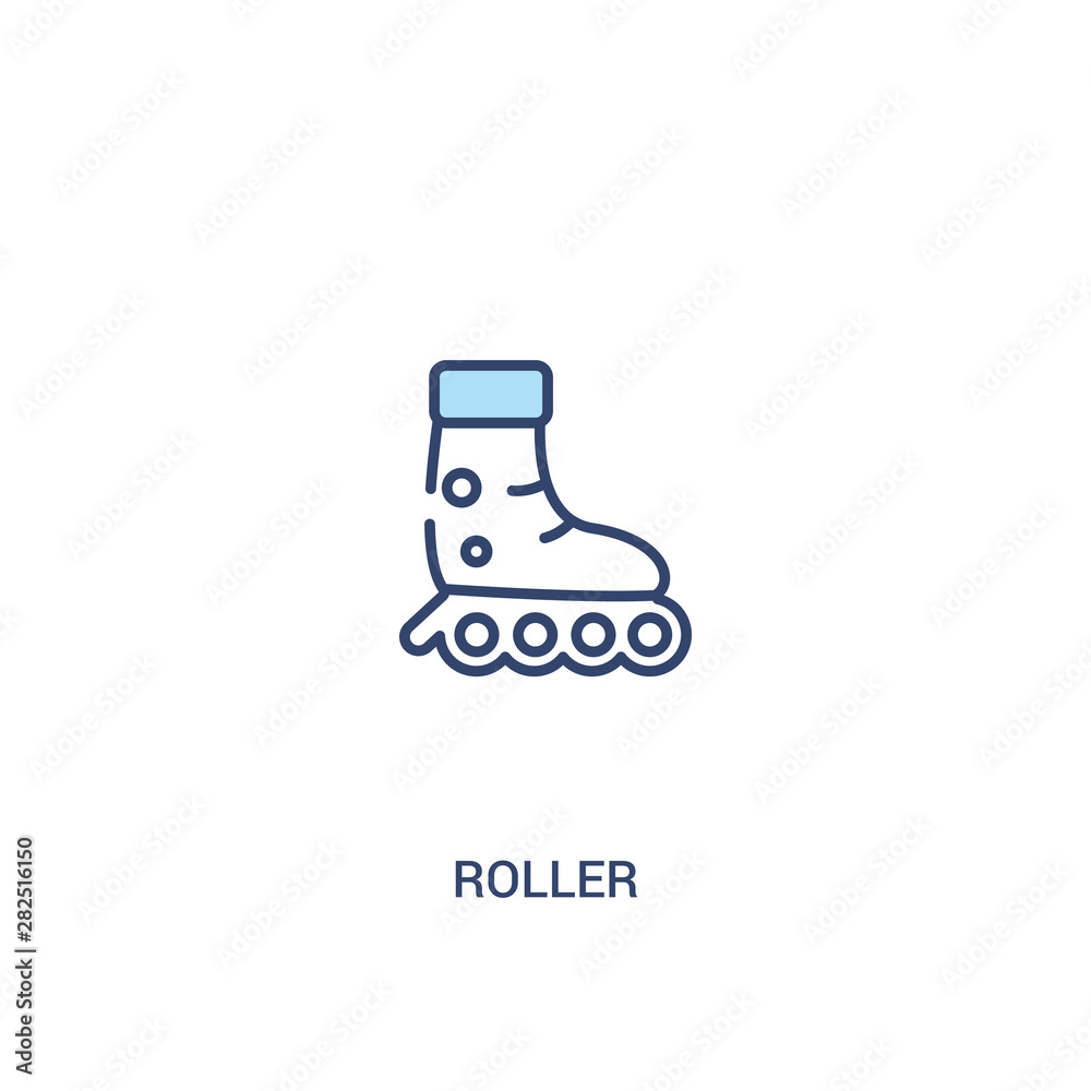 roller concept 2 colored icon. simple line element illustration. outline blue roller symbol. can be used for web and mobile ui/ux.