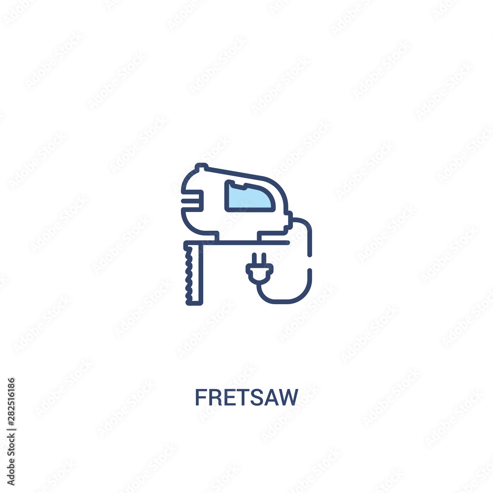 fretsaw concept 2 colored icon. simple line element illustration. outline blue fretsaw symbol. can be used for web and mobile ui/ux. fretsaw concept 2 colored icon. simple line element illustration. outline blue fretsaw symbol. can be used for web and mobile ui/ux.