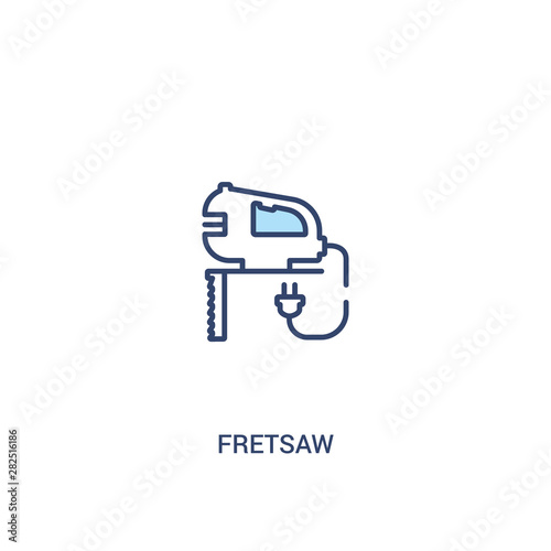 fretsaw concept 2 colored icon. simple line element illustration. outline blue fretsaw symbol. can be used for web and mobile ui/ux.