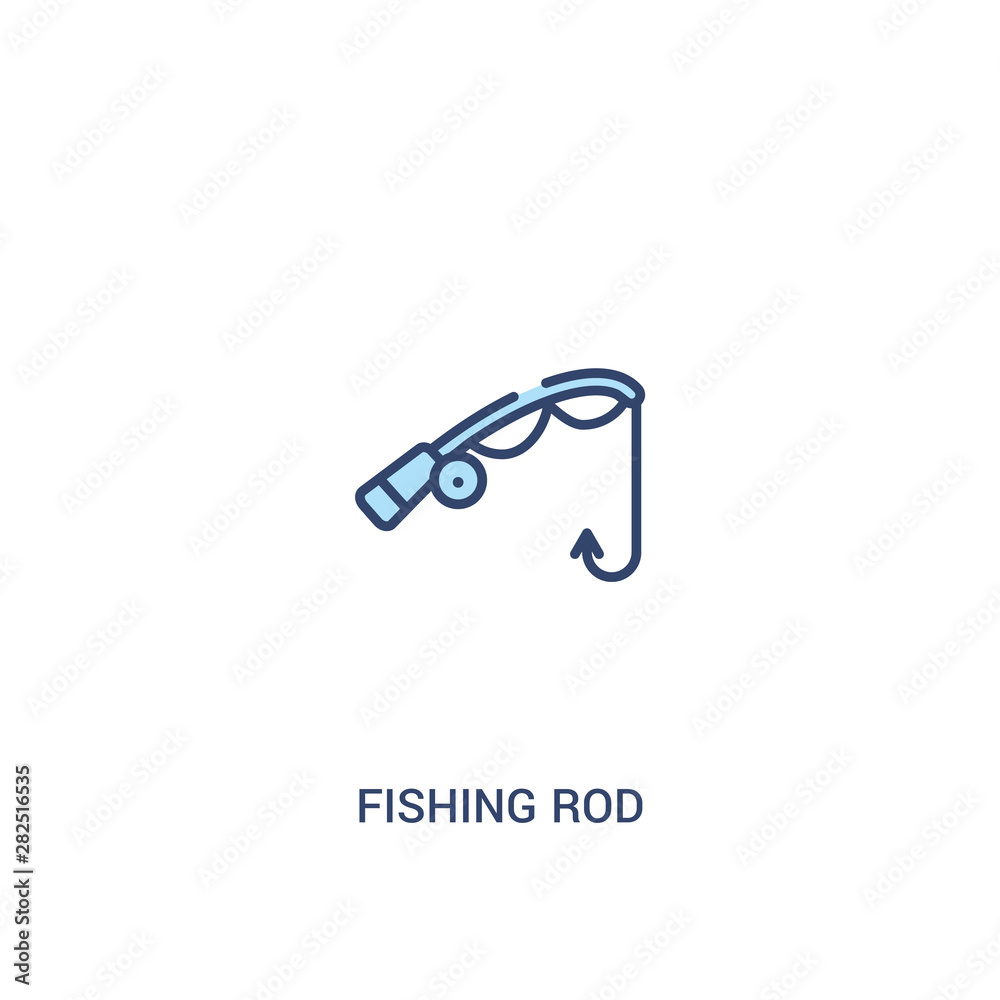 fishing rod concept 2 colored icon. simple line element illustration. outline blue fishing rod symbol. can be used for web and mobile ui/ux. fishing rod concept 2 colored icon. simple line element illustration. outline blue fishing rod symbol. can be used for web and mobile ui/ux.