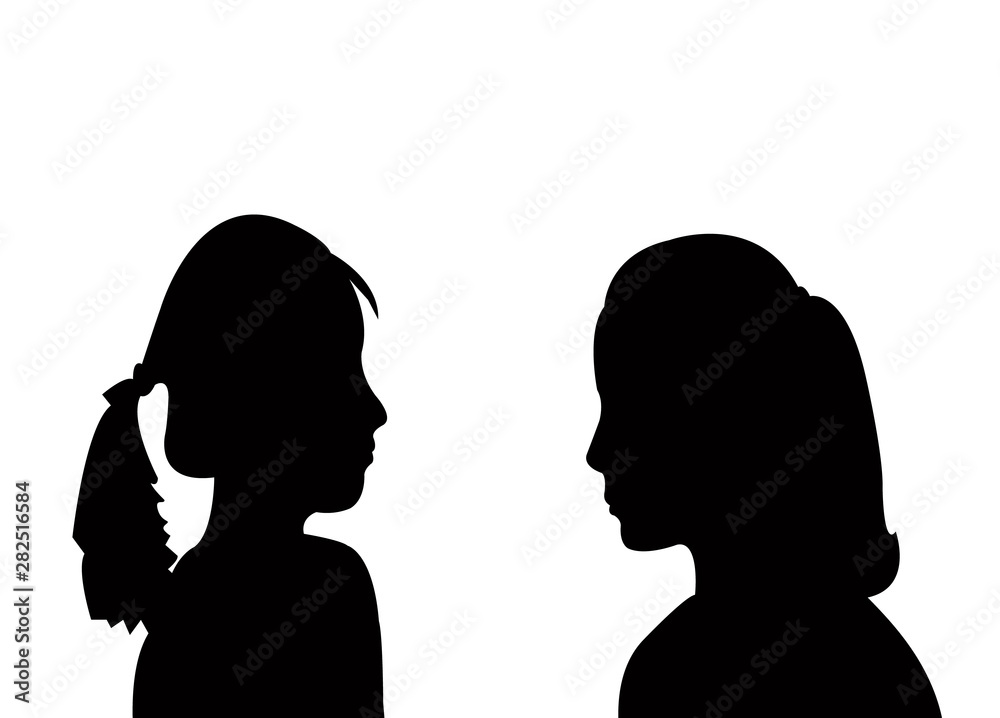 girls talking silhouette vector