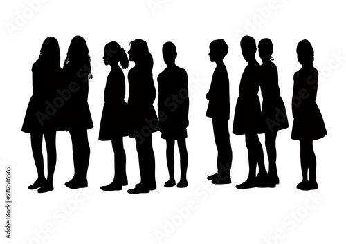 children together  silhouette vector