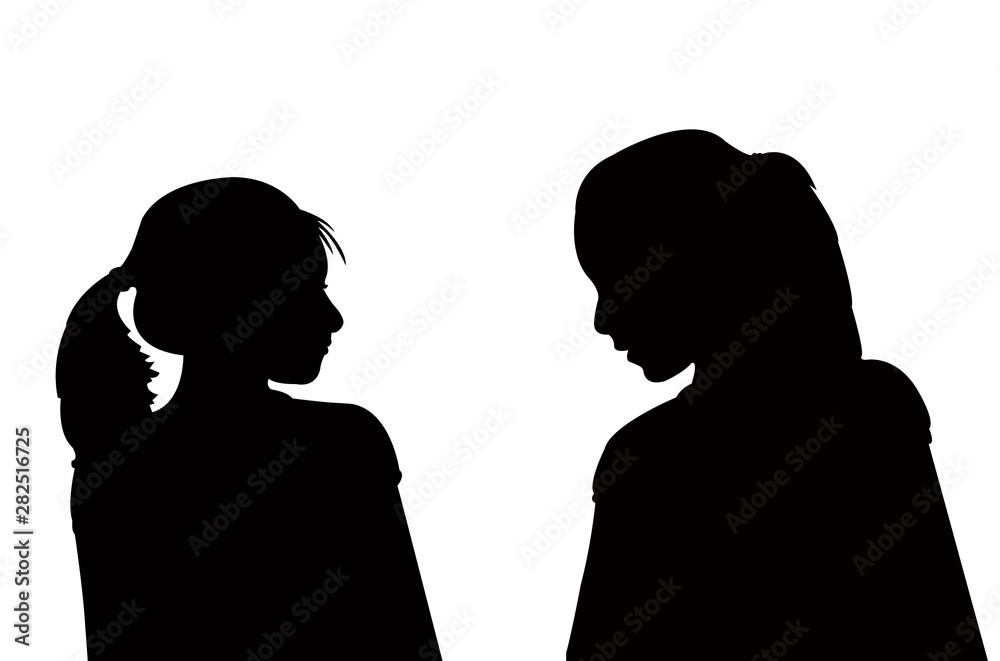 girls talking heads silhouette vector
