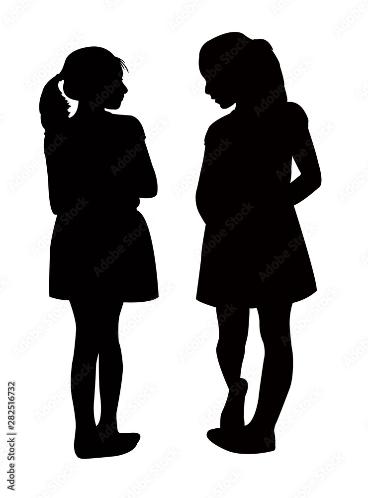 girls talking bodies silhouette vector