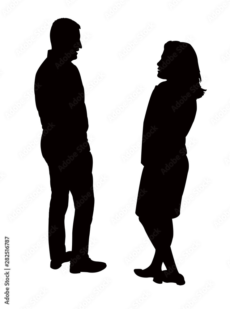 a couple making chat, silhouette vector