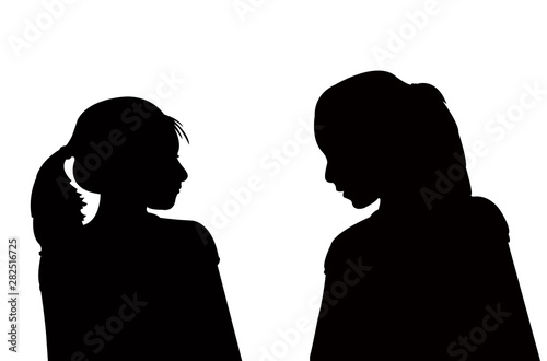 girls talking heads silhouette vector
