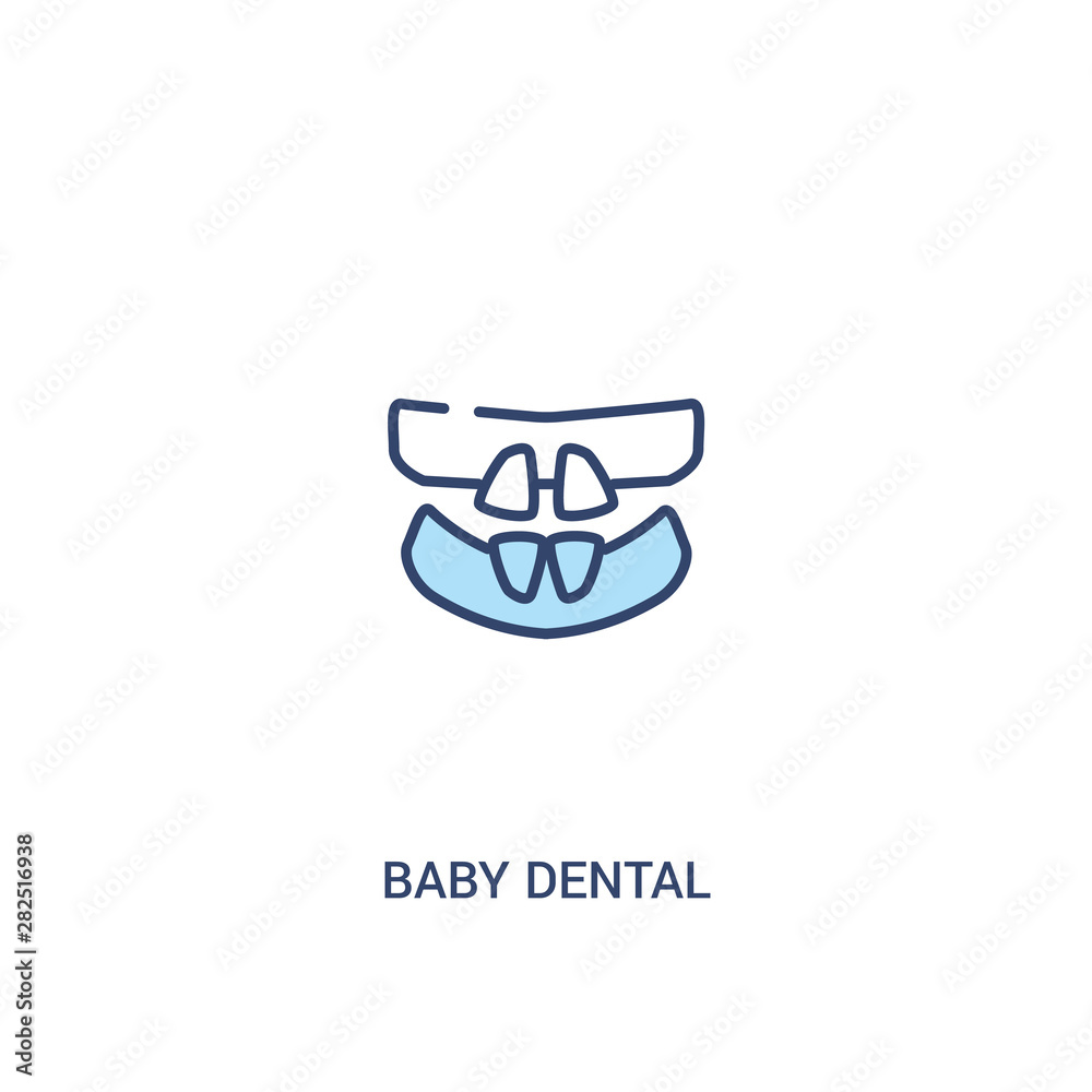 baby dental concept 2 colored icon. simple line element illustration. outline blue baby dental symbol. can be used for web and mobile ui/ux.