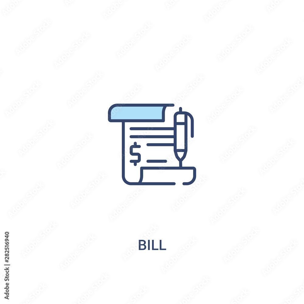 bill concept 2 colored icon. simple line element illustration. outline blue bill symbol. can be used for web and mobile ui/ux. bill concept 2 colored icon. simple line element illustration. outline blue bill symbol. can be used for web and mobile ui/ux.