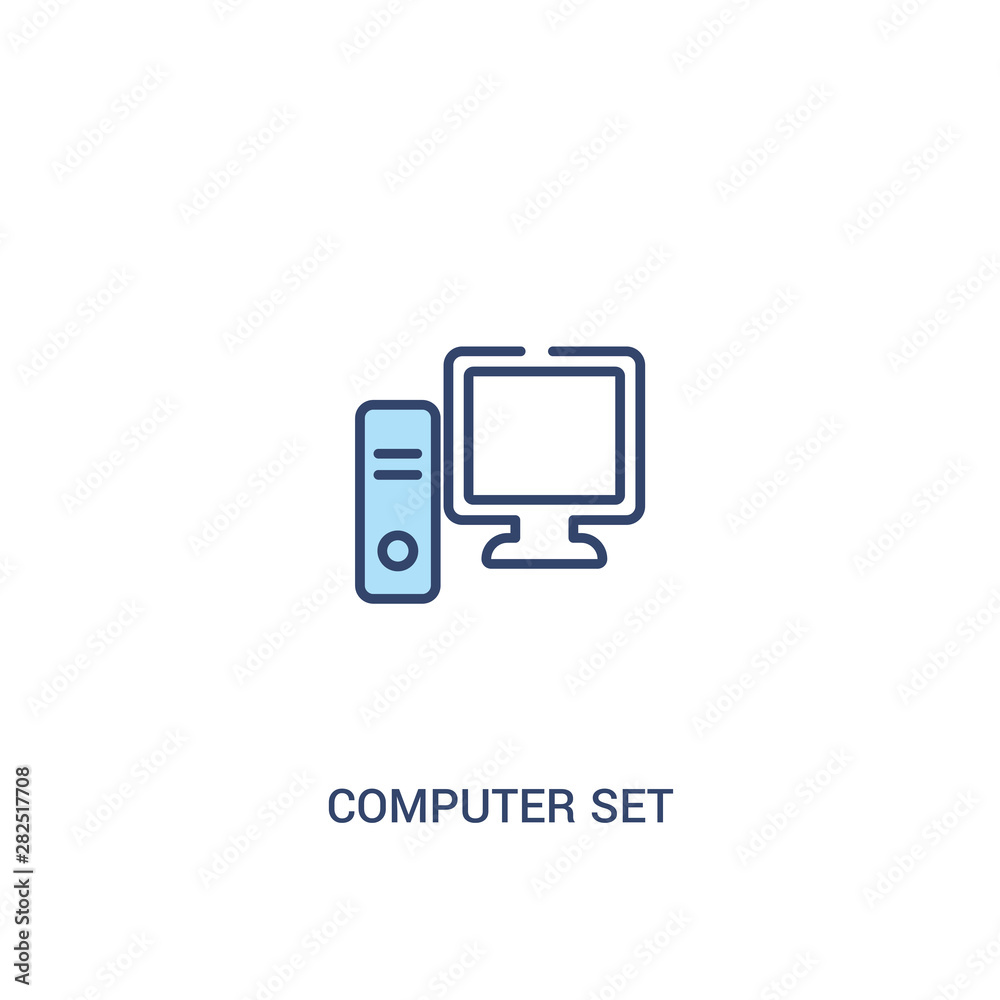 computer set concept 2 colored icon. simple line element illustration. outline blue computer set symbol. can be used for web and mobile ui/ux. computer set concept 2 colored icon. simple line element illustration. outline blue computer set symbol. can be used for web and mobile ui/ux.