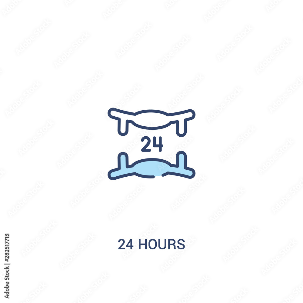 24 hours concept 2 colored icon. simple line element illustration. outline blue 24 hours symbol. can be used for web and mobile ui/ux.