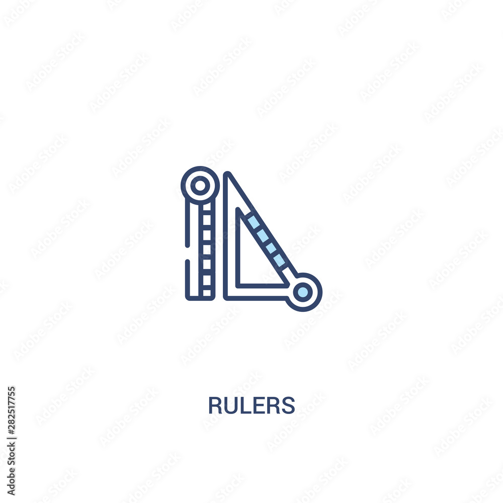 rulers concept 2 colored icon. simple line element illustration. outline blue rulers symbol. can be used for web and mobile ui/ux.