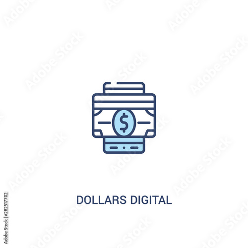 dollars digital commerce concept 2 colored icon. simple line element illustration. outline blue dollars digital commerce symbol. can be used for web and mobile ui/ux.