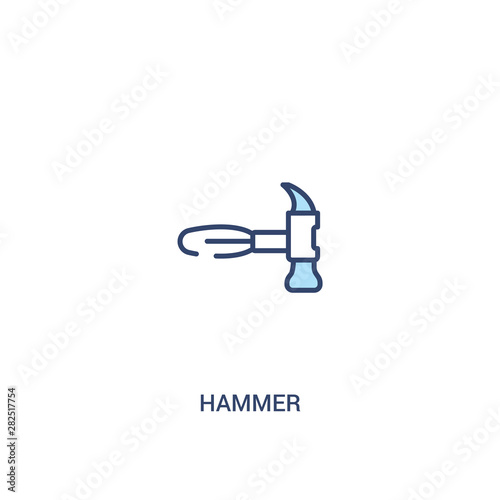 hammer concept 2 colored icon. simple line element illustration. outline blue hammer symbol. can be used for web and mobile ui/ux.