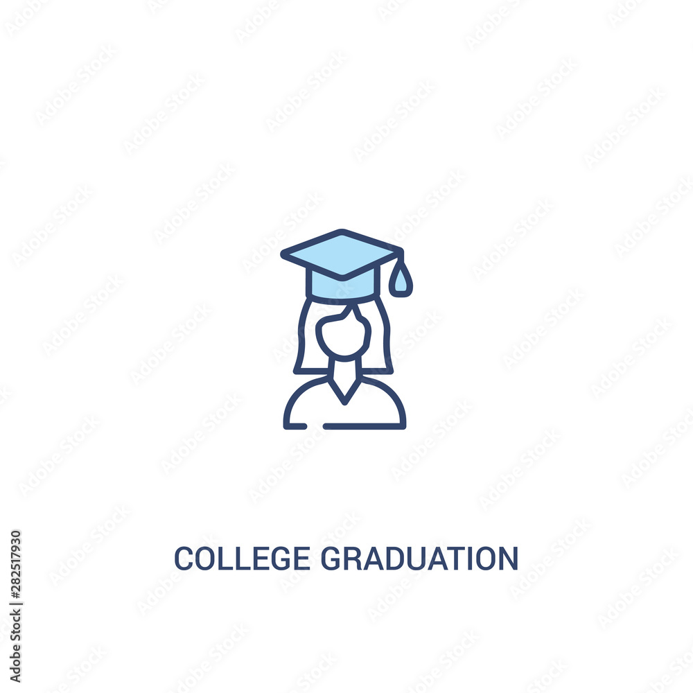college graduation concept 2 colored icon. simple line element illustration. outline blue college graduation symbol. can be used for web and mobile ui/ux.