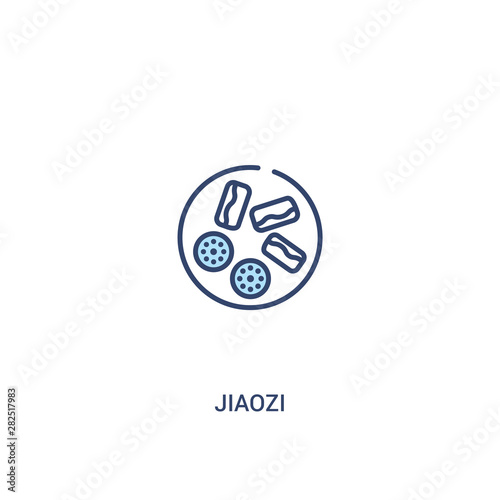 jiaozi concept 2 colored icon. simple line element illustration. outline blue jiaozi symbol. can be used for web and mobile ui/ux.