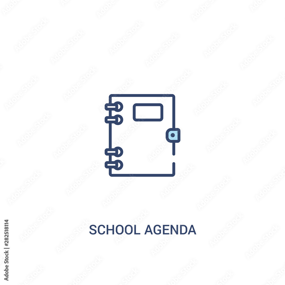 school agenda concept 2 colored icon. simple line element illustration. outline blue school agenda symbol. can be used for web and mobile ui/ux.