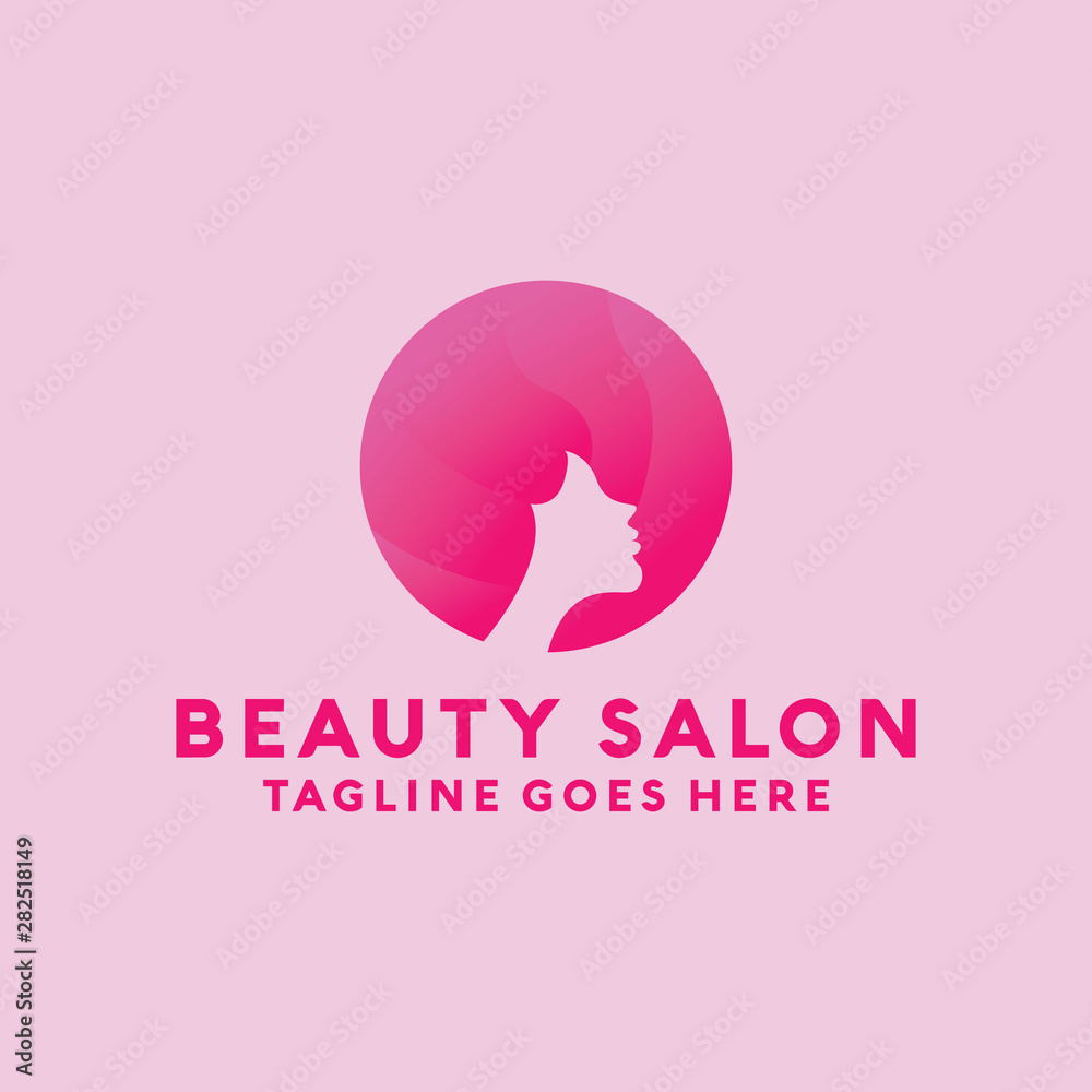 Beauty Salon Logo Design with female Face and Haircut for Stylist. Modern Gradient for Beauty with Glamorous Woman Hair Stylish. Beauty Salon Logo Design with female Face and Haircut for Stylist. Modern Gradient for Beauty with Glamorous Woman Hair Stylish.