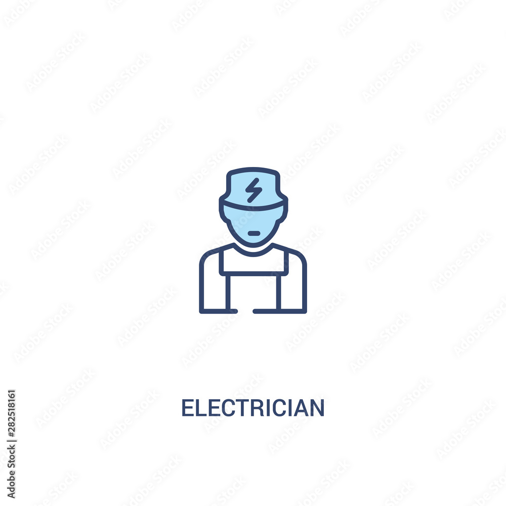 electrician concept 2 colored icon. simple line element illustration. outline blue electrician symbol. can be used for web and mobile ui/ux.