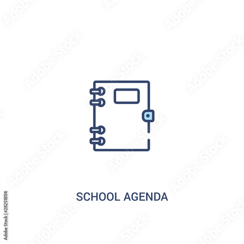 school agenda concept 2 colored icon. simple line element illustration. outline blue school agenda symbol. can be used for web and mobile ui/ux.